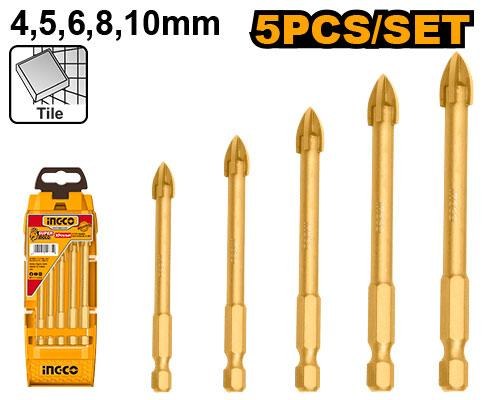 Jeu de 5 Forets a Verre 4mm,5mm,6mm,8mm,10mm NR - INGCO AKD7058