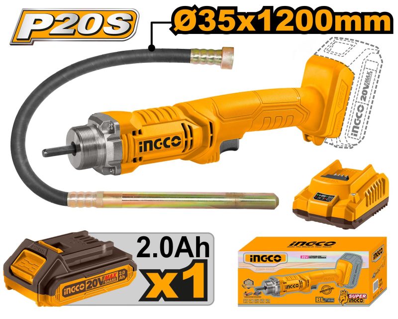 Vibreur a Béton 20V + 1 Batterie + 1AIGUILLE - INGCO CCVLI2023011