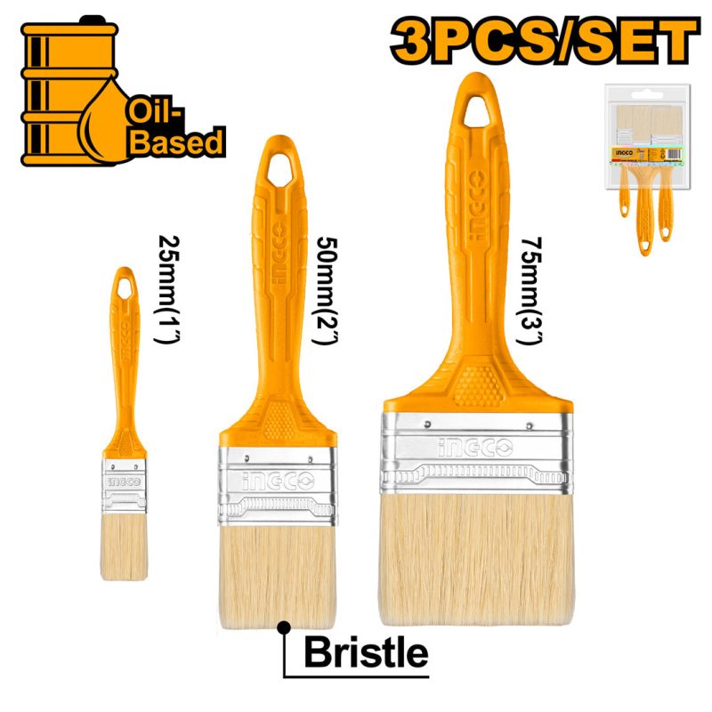 Jeu de 3 Pinceaux en Bois - INGCO CHPTB7860301