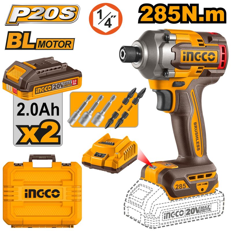 Visseuse à Choc 20V 285N.m Brushless - INGCO CIRLI2028