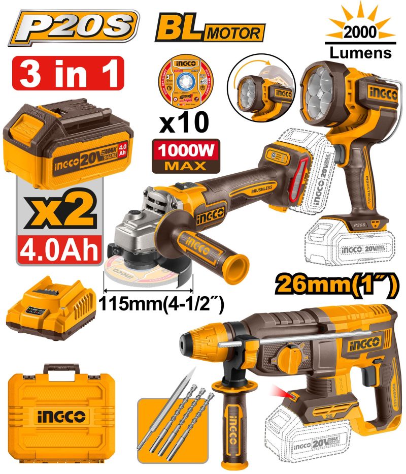 Kit Combiné sans Fil 3 Pièces - INGCO COSLI250183