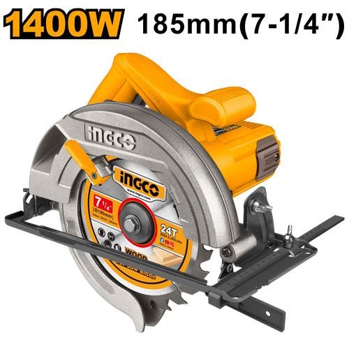 Scie Circulaire 185MM 1400W + 1 Lame ss - INGCO CS18538