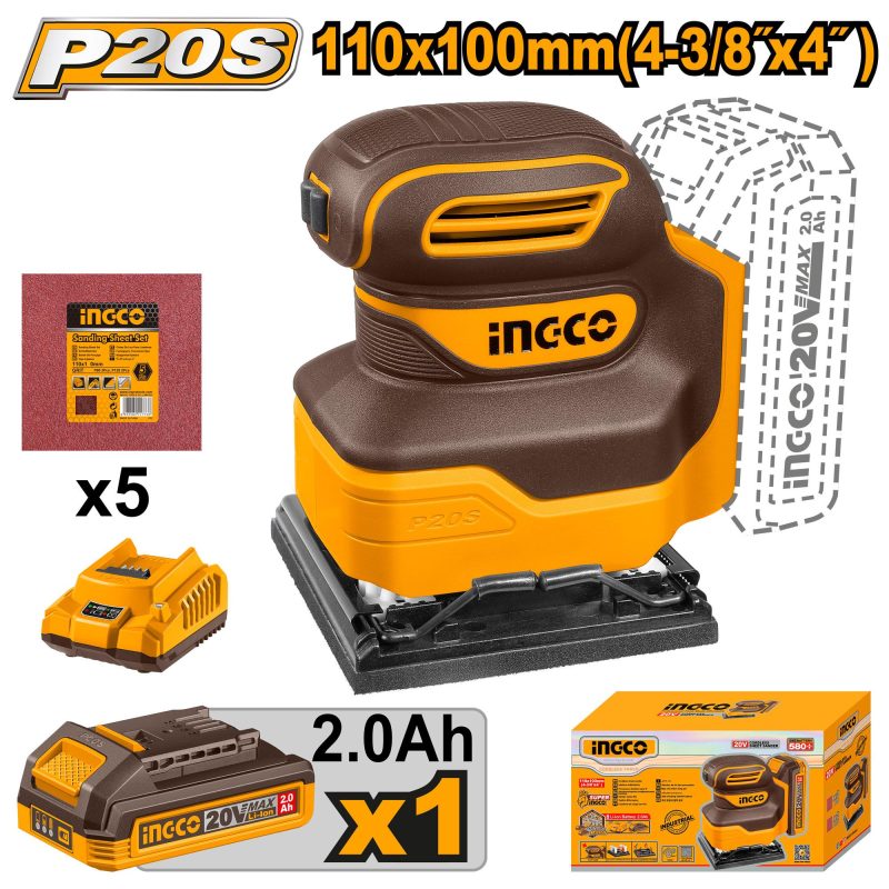 Ponceuse Vibrante 20V sans Batterie 110MM Plateau Carre - INGCO CSHSLI20141