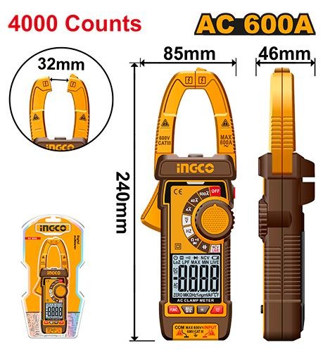 Pince Ampermetrique Numerique AC 600A - INGCO DCM66001
