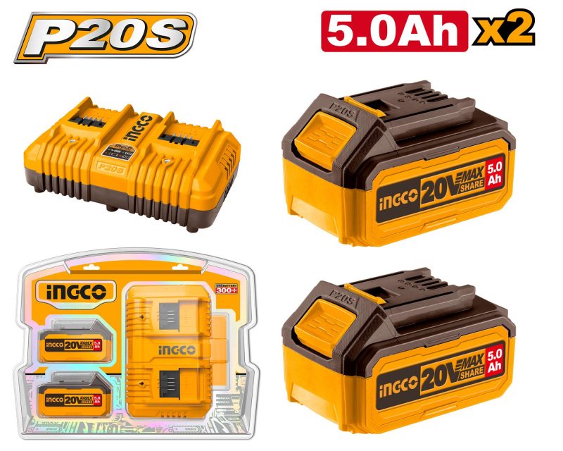 Pack 2 Batteries 5AH + Chargeur - INGCO FBCPK2425