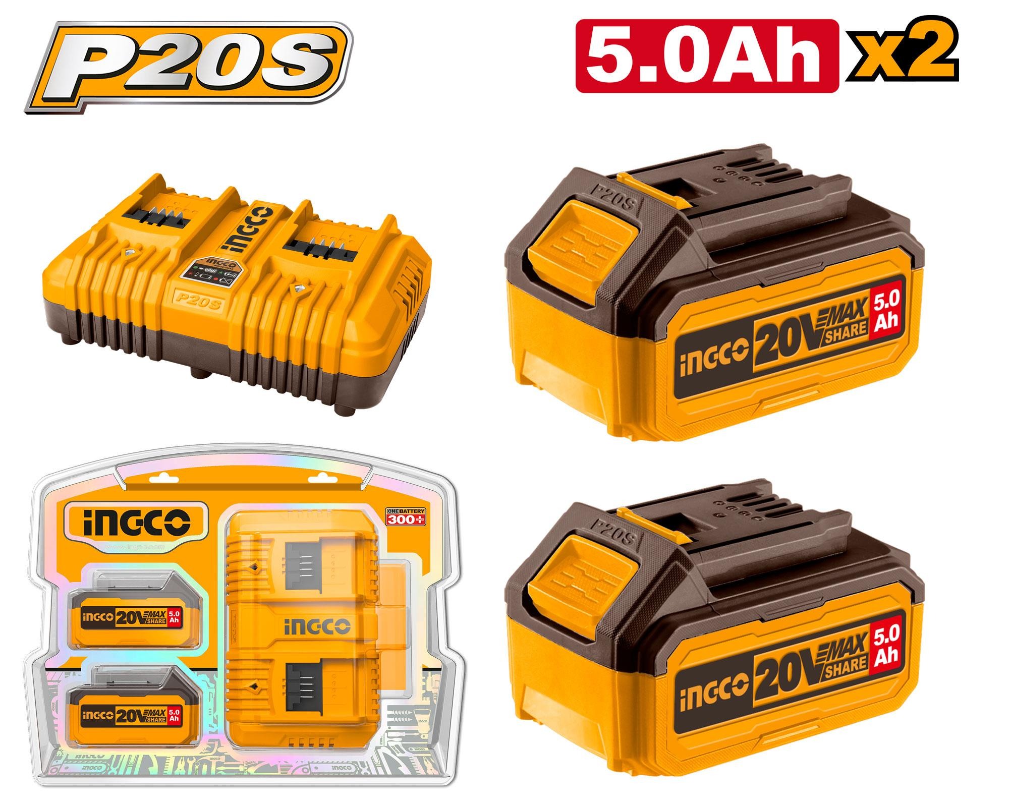 Pack 2 Batteries 5AH + Chargeur - INGCO FBCPK2425