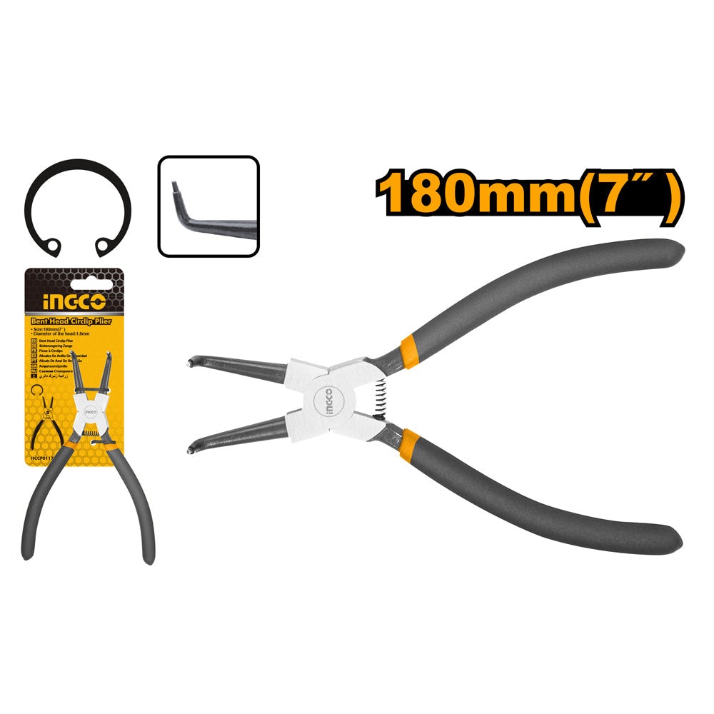 Pince Circlips Interieur a Tete Courbee 180MM - INGCO HCCP011752