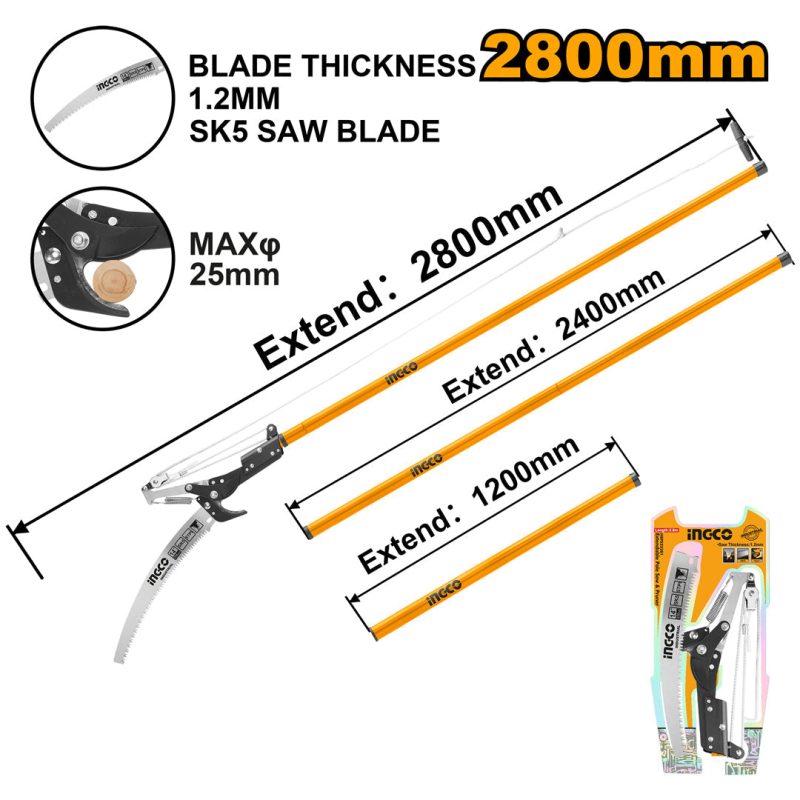 Secateur Sur Perche Extensible - INGCO HEPS25281