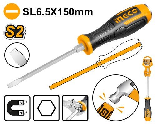 Tournevis a Zone de Frappe Vis a Fente 6.5*150 mm - INGCO HGTS686150