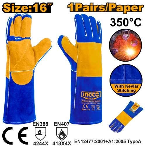 Gants pour Soudage Gants en Cuir NR - INGCO HGVW04