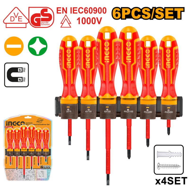 Tournevis Isoles Set de 6 Pieces - INGCO HKISD0608