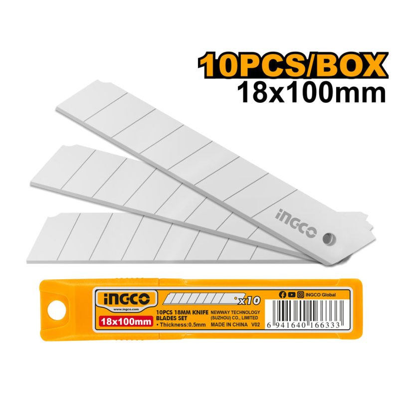 Boite de 10 Lames de Cutter 18*100mm - INGCO HKNSB112