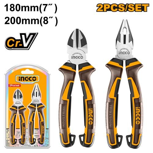 Jeu de 2 Pinces Universelle 180MM et Coupante 200MM - INGCO HKPS28216