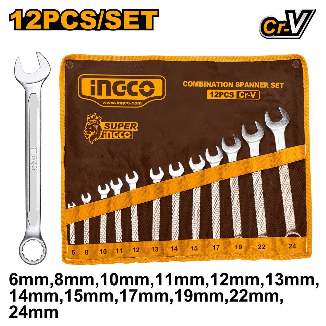 Jeu de Cles Mixtes 12PCS 6MM - 24MM - INGCO HKSPA1142