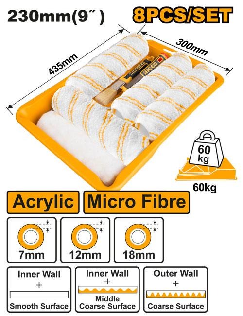 Set de 8 Pieces pour Rouleaux a Peinture - INGCO HKTCB83230083
