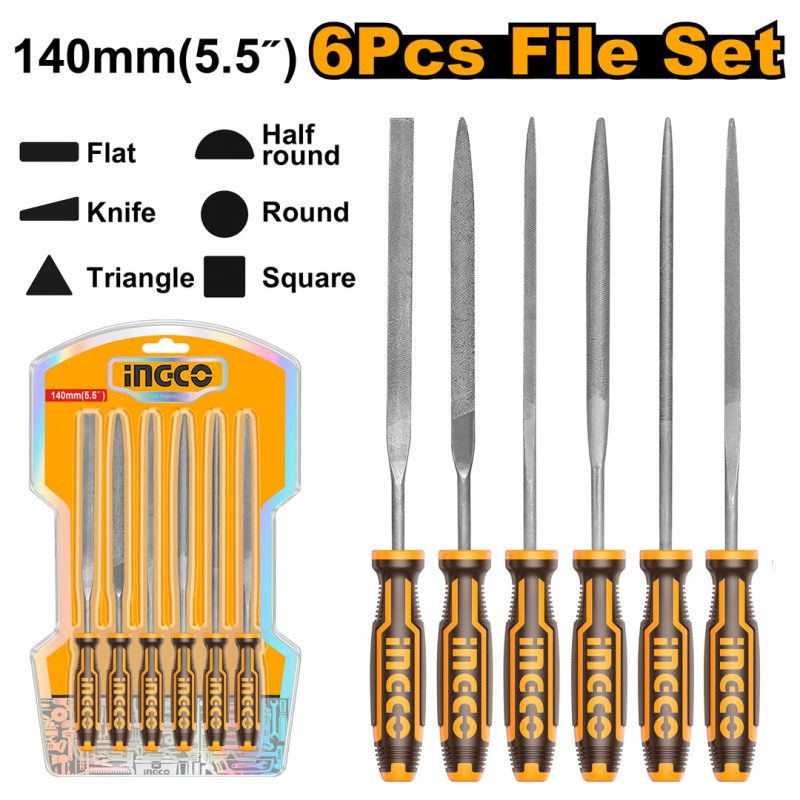 Set de 6 Limes Acier 140MM - INGCO HKTF63