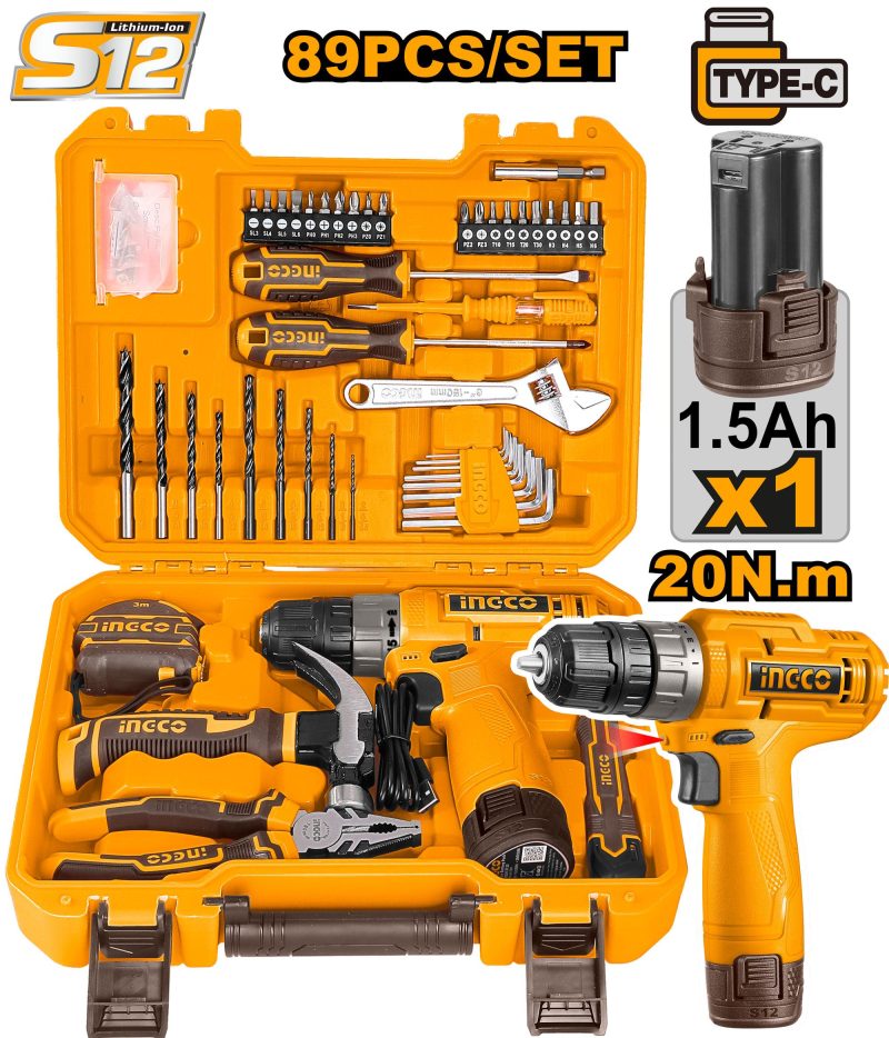 Coffret Visseuse 12V +89 Pcs 1 Bat 1.5Ah - INGCO HKTHP10891