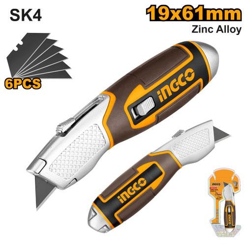 Couteau 61x19mm6 Lames Zinc - INGCO HUK618