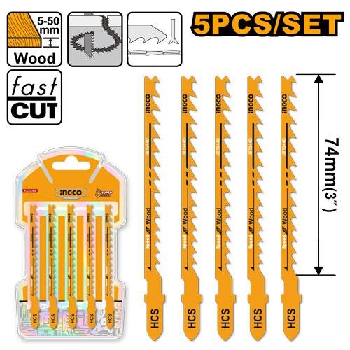 Lames Scie Sauteuse 5 Pcs pour Bois - INGCO JBT244D