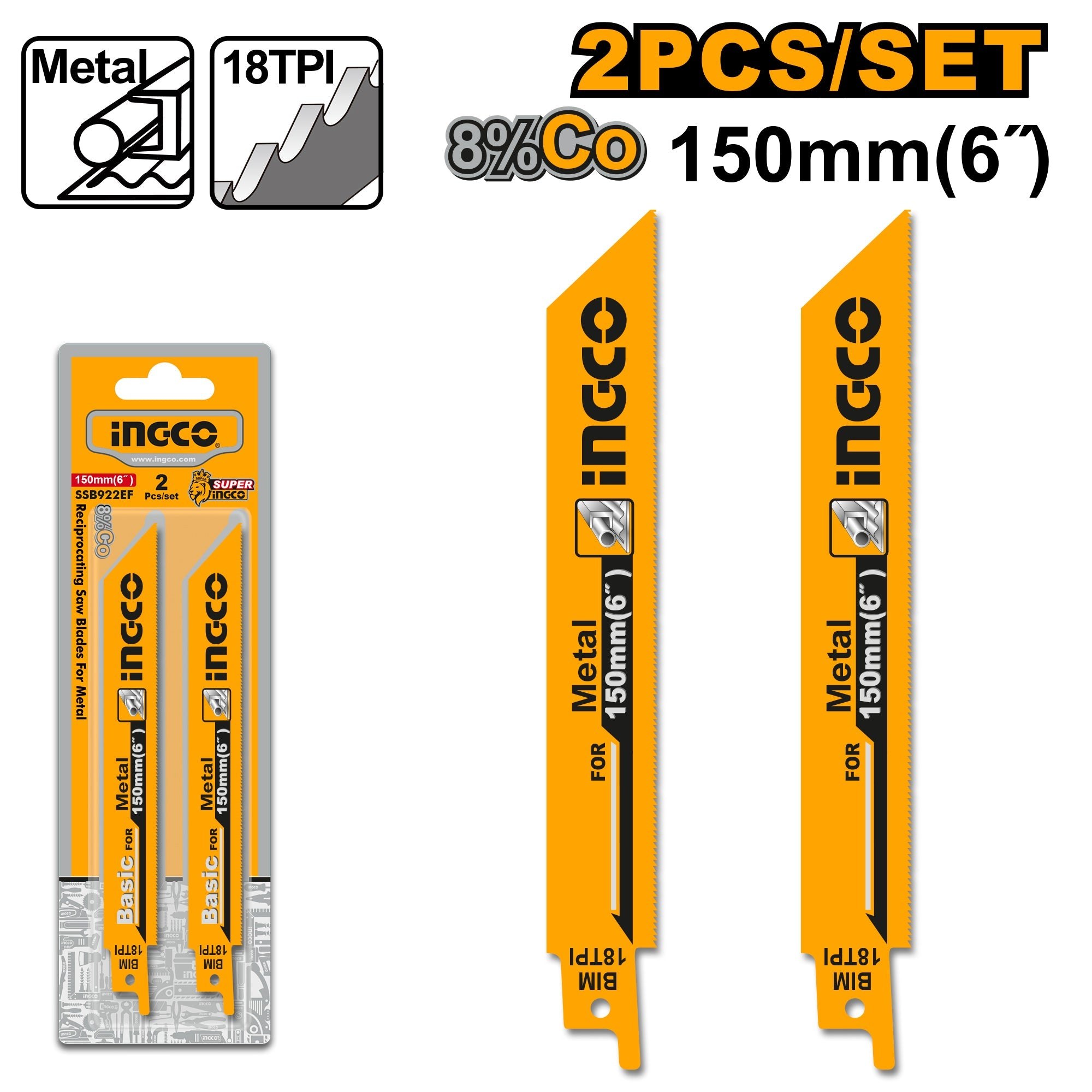 Lames pour Scie Sabre 2PCS Metal - INGCO SSB922EF