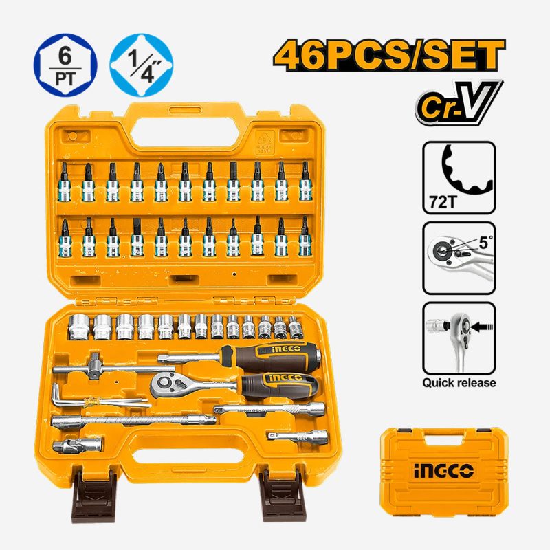Malette de Douilles 46 Pcs 1 / 4 np - INGCO HKTS14462
