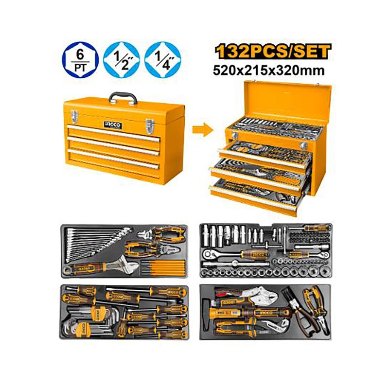 Boite a Outils 3 Tiroirs 132PCS NR - INGCO HTCS221321