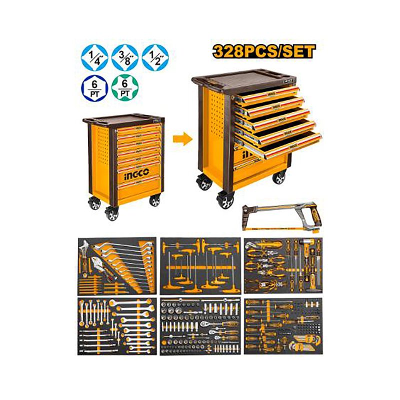 Servante a 7 Tiroirs + 328 Pieces - INGCO HTCS273281