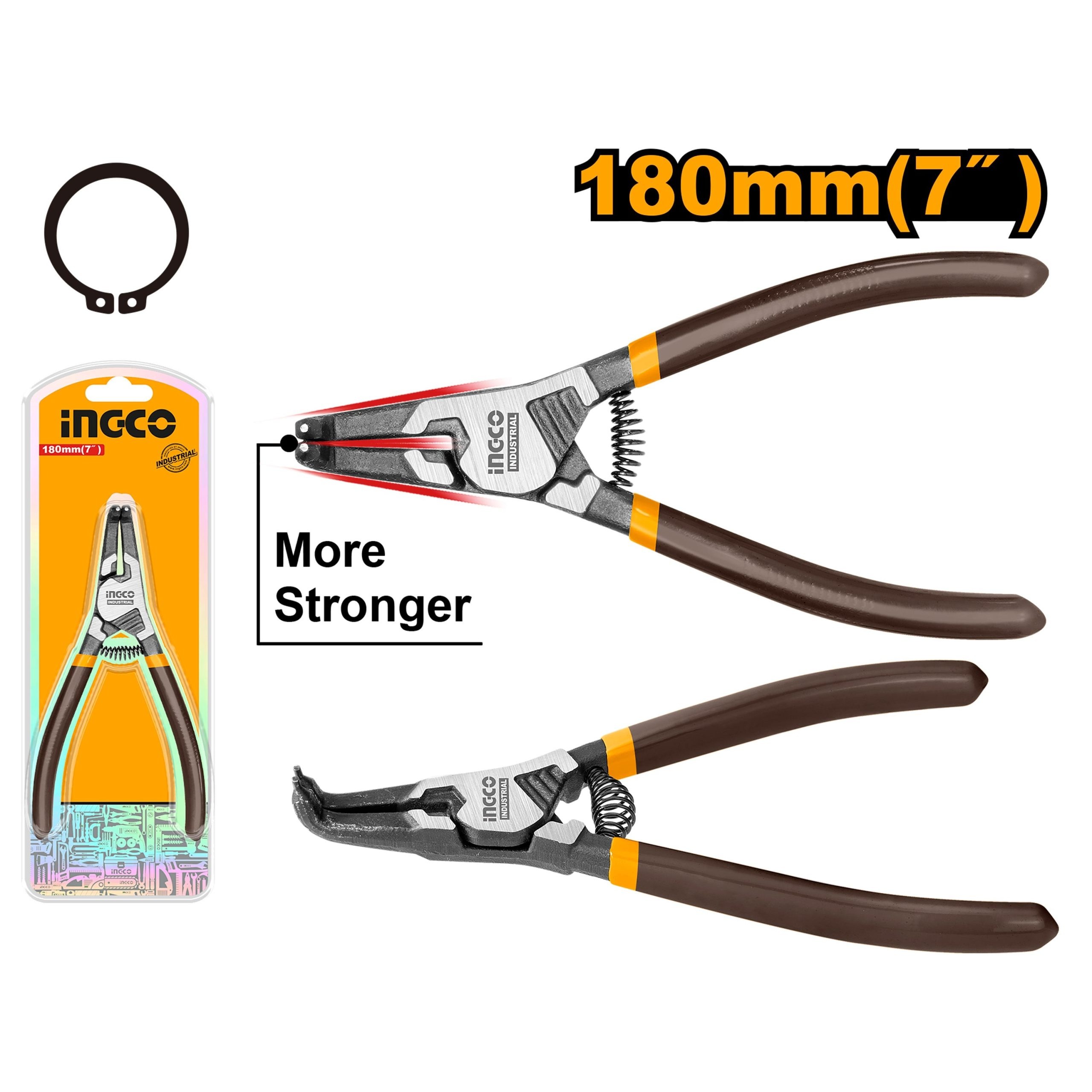 Pince Circlips Exterieur a Tete Courbee 180MM - INGCO HCCP261802