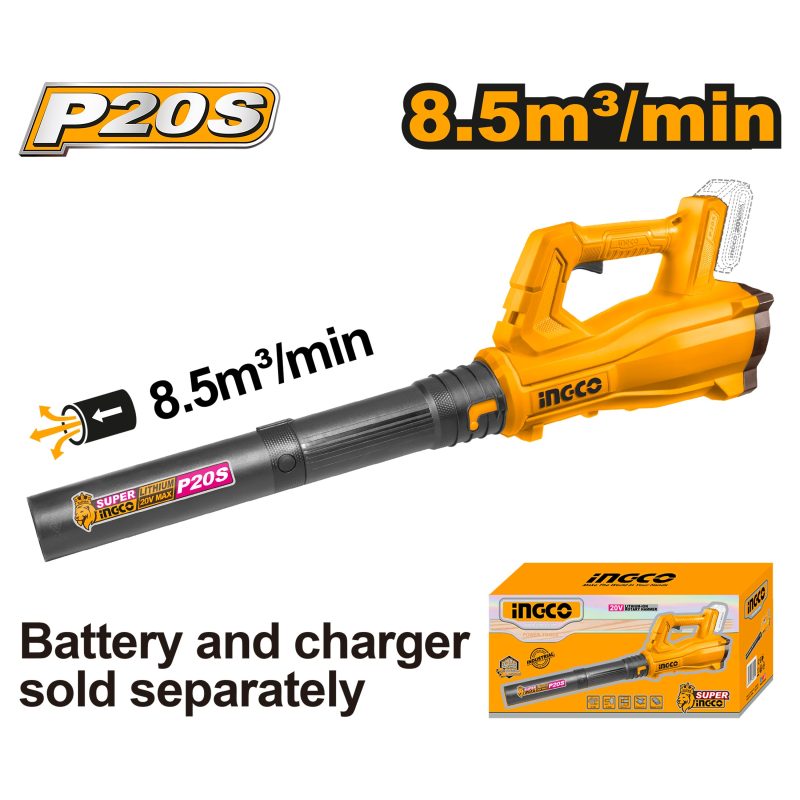 Souffleur Jardinage 8.5m3 / min 20V s / Batterie s / Chargeur - INGCO CABLI20323