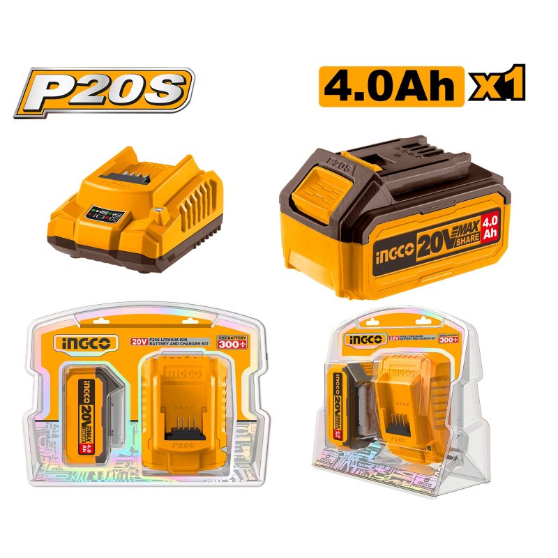 Pack 1 Batterie 20V 4AH + 1 Chargeur Rapide si - INGCO FBCPK1214