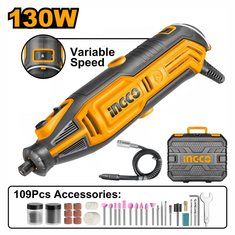 Mini Perceuse + 109 Accessoires en Coffret 130W - INGCO MG13328