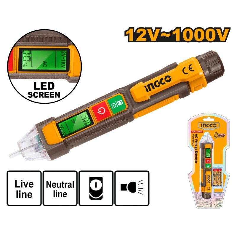 Detecteur de Tension AC Digital 12v-1000v - INGCO VD210003