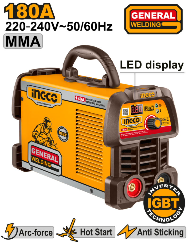 Poste à Souder 180A Onduleur MMA - INGCO ING-MMA18059