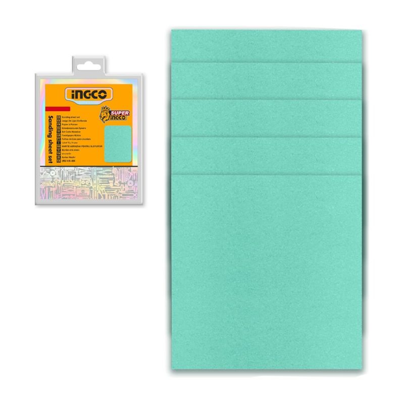 INGCO AKFS145115 – Feuilles abrasives 145 × 114 mm – lot de 50 (P40 à P180)