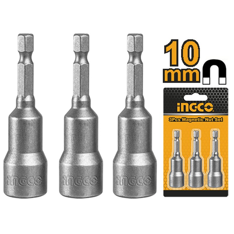 INGCO AMN1031 – Douilles de vissage magnétiques 10 mm – 3 pièces