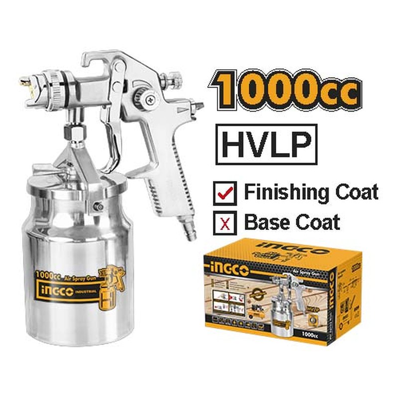 INGCO ASG2101 – Pistolet à peinture pneumatique HVLP 1000 cc