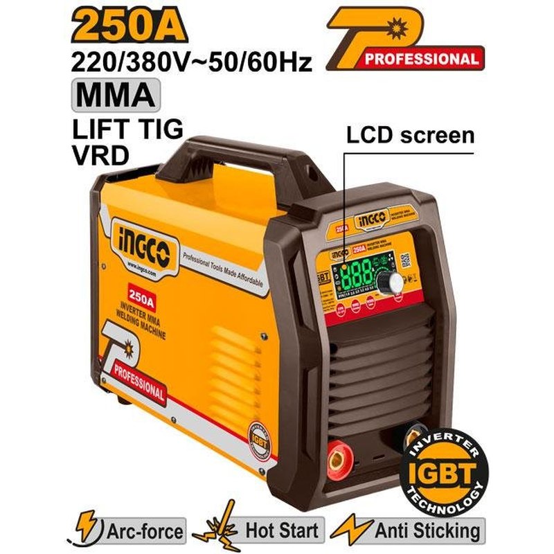 INGCO MMA25079 – Poste à souder Inverter MMA / TIG Lift 250A
